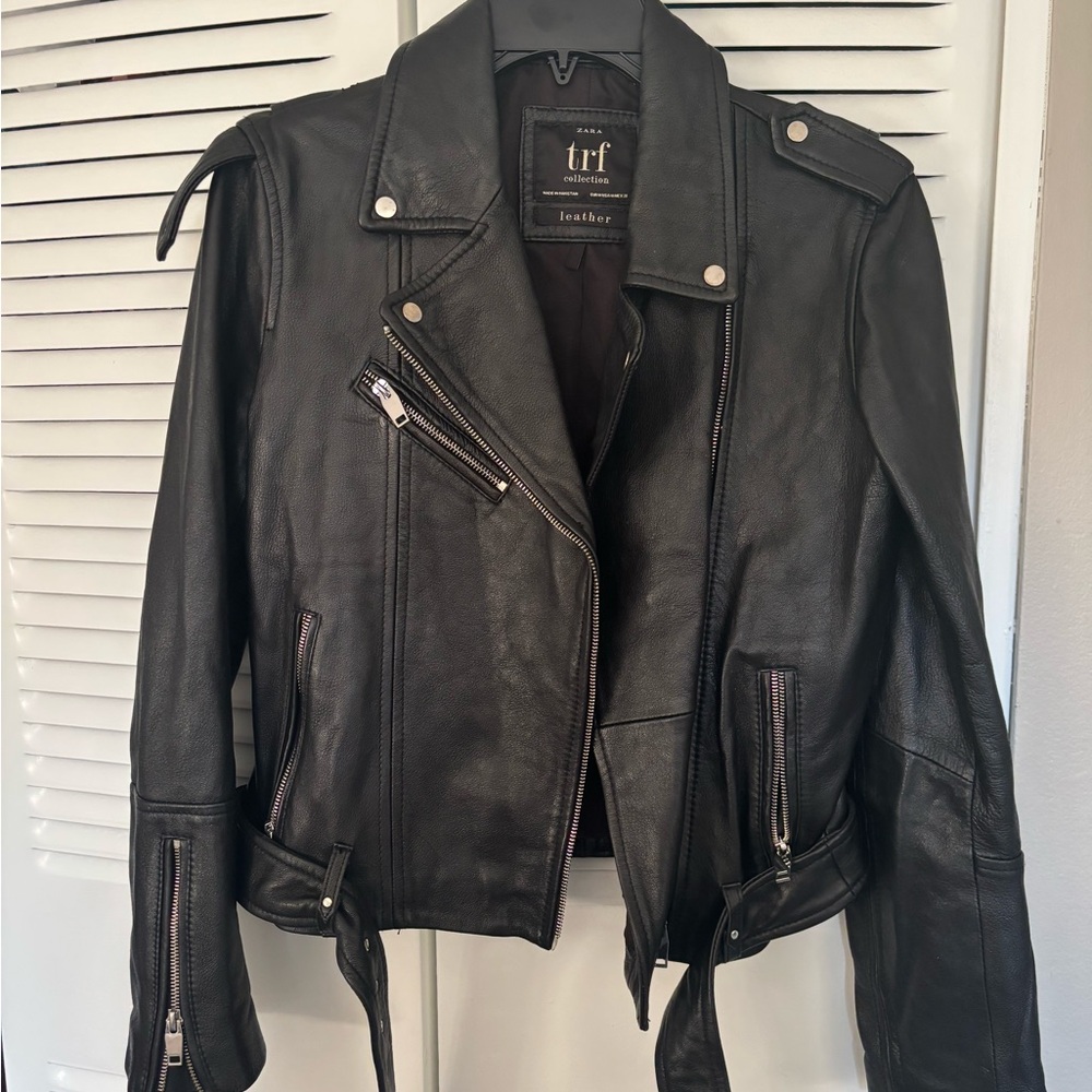 ZARA TRF Black Leather Jacket